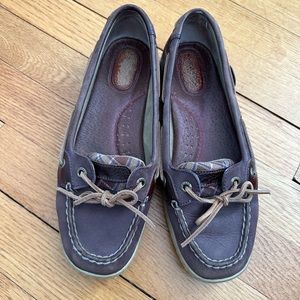 Purple sperry top siders